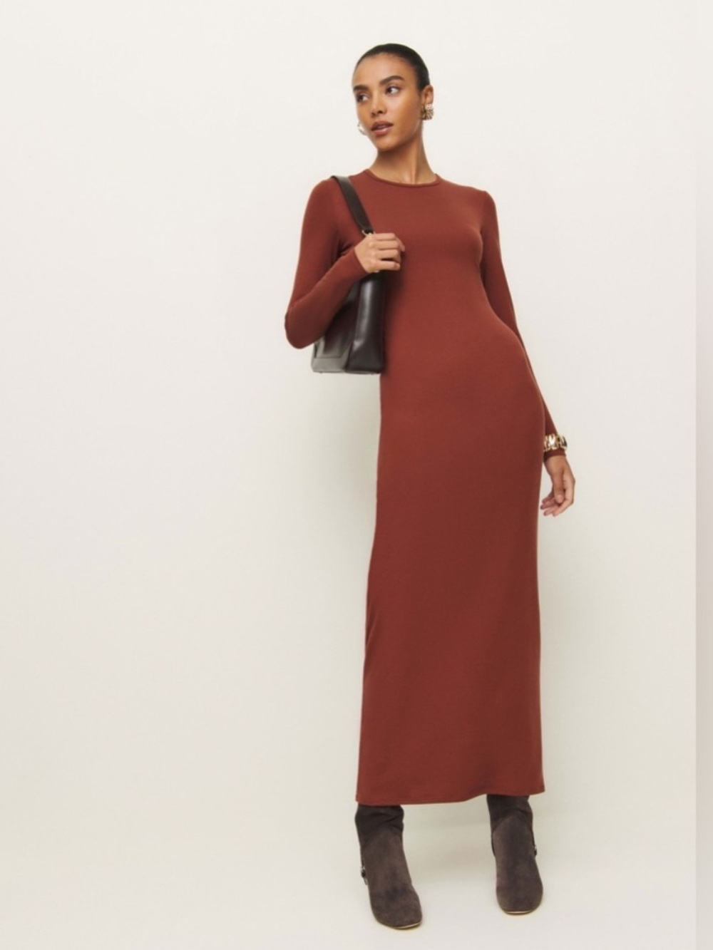 Reformation Tommie Knit Dress in Fig Jam